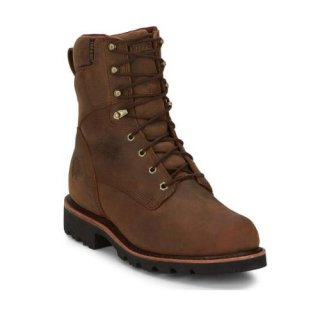 CHIPPEWA MEN'S WATERPROOF WORK BOOTS - SOFT TOE-BROWN CHIPPEWA MEN'S WATERPROOF WORK BOOTS - SOFT TOE-BROWN